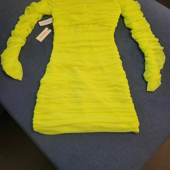 Babaton Neon Green Off-Shoulder Mini Dress - Picture 3 of 10